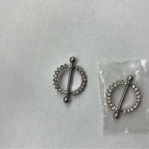 Stainless Steel Round Nipple Shield Ring & Nipple Barbell Bar Body Piercing 14G